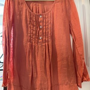 Nurture by Lamaze Coral Button-Front Blouse 100% linen